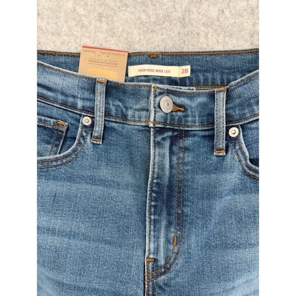 NWT Levi's Blue High-Rise Wide-Leg Jeans Size 28